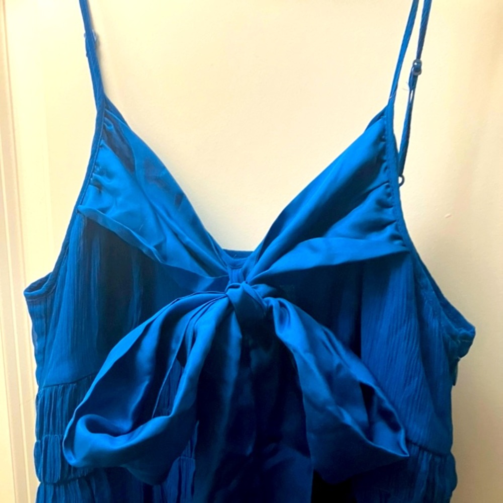NWOT Anthropologie 100% Silk Dress - Womens 6 - Blue Cocktail Dress w/ Silk Bow